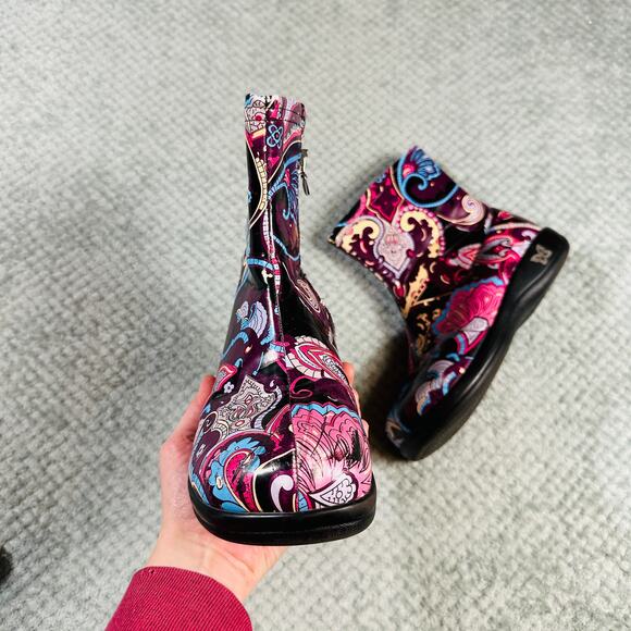 ALEGRIA Paisley Floral Waterproof Colorful Purple Clog Comfort Ankle Boot Nursin - Picture 3 of 8